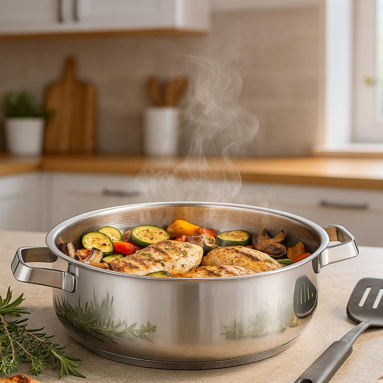 Arshia 28cm Stainless Steel Shallow Pan with  Lid