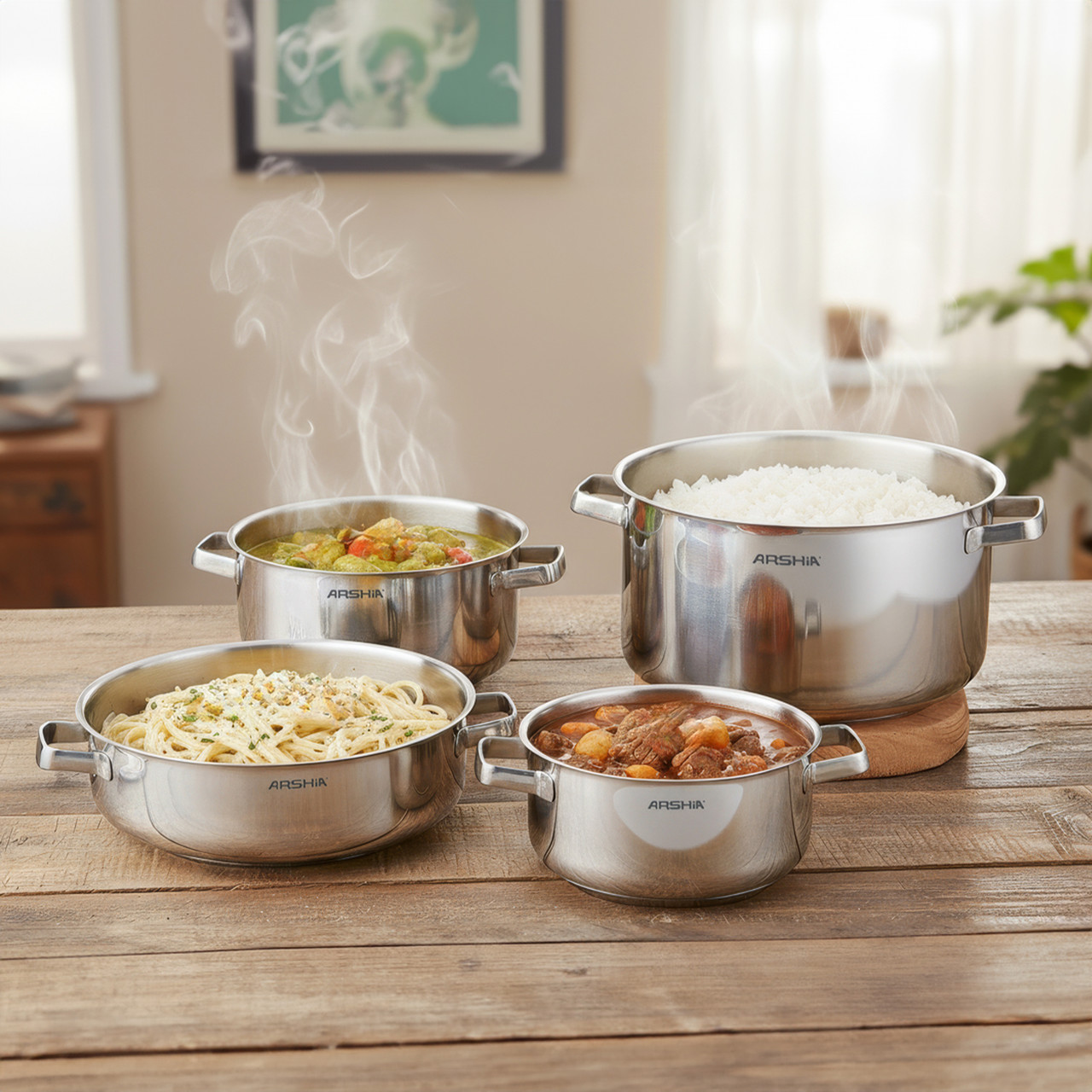 Arshia 8-piece Tri-Ply Stainless Steel Cookware Set