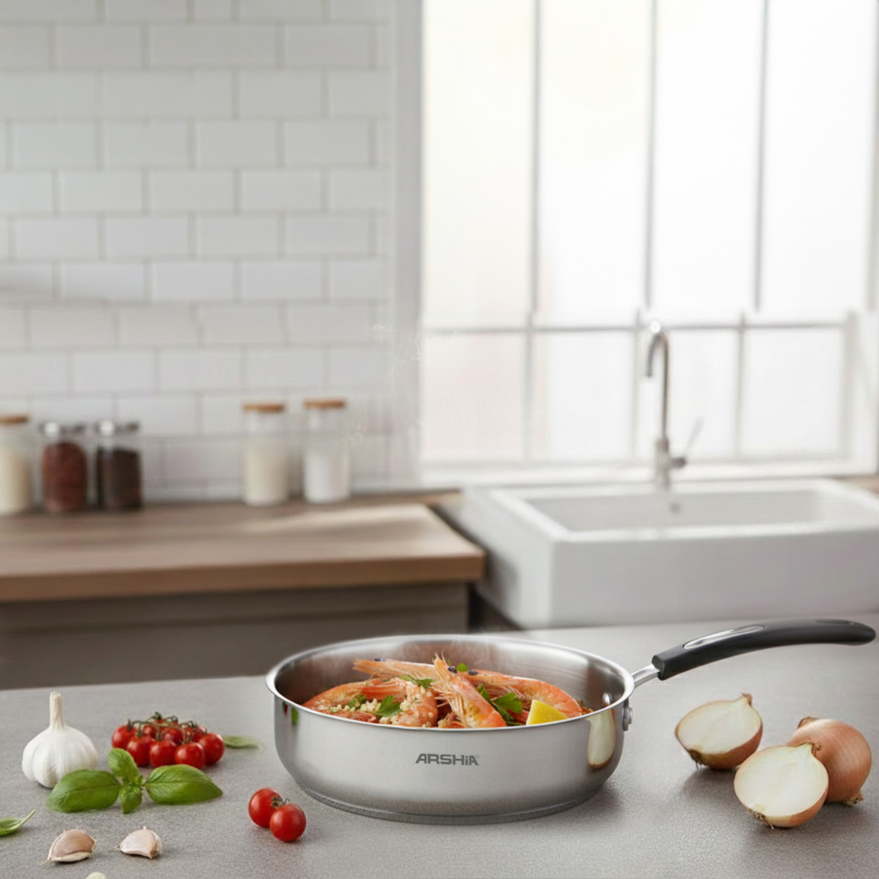 Arshia 9-Piece Stainless Steel Cookware Set + 3 Extra Lids