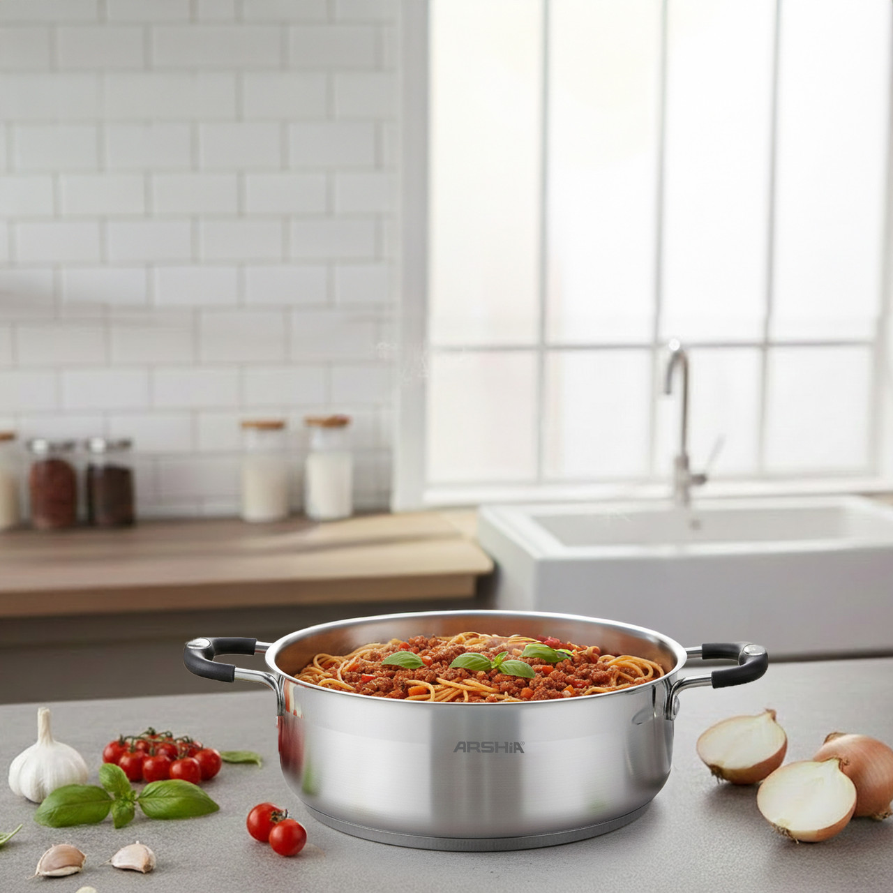 Arshia 9-Piece Stainless Steel Cookware Set + 3 Extra Lids