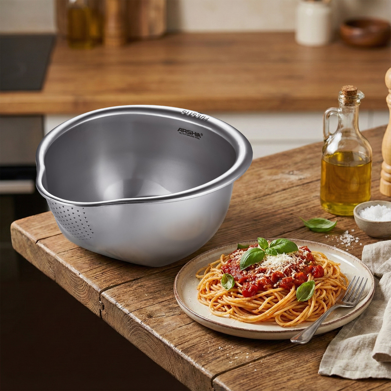 Arshia Stainless Steel Strainer Bowl