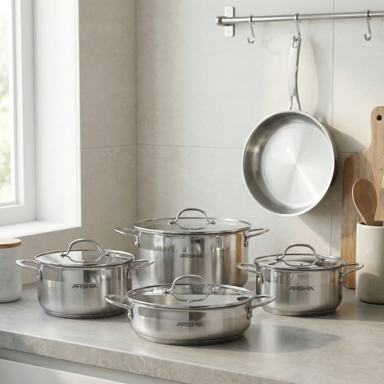 Arshia 9-piece Stainless Steel Cookware Set