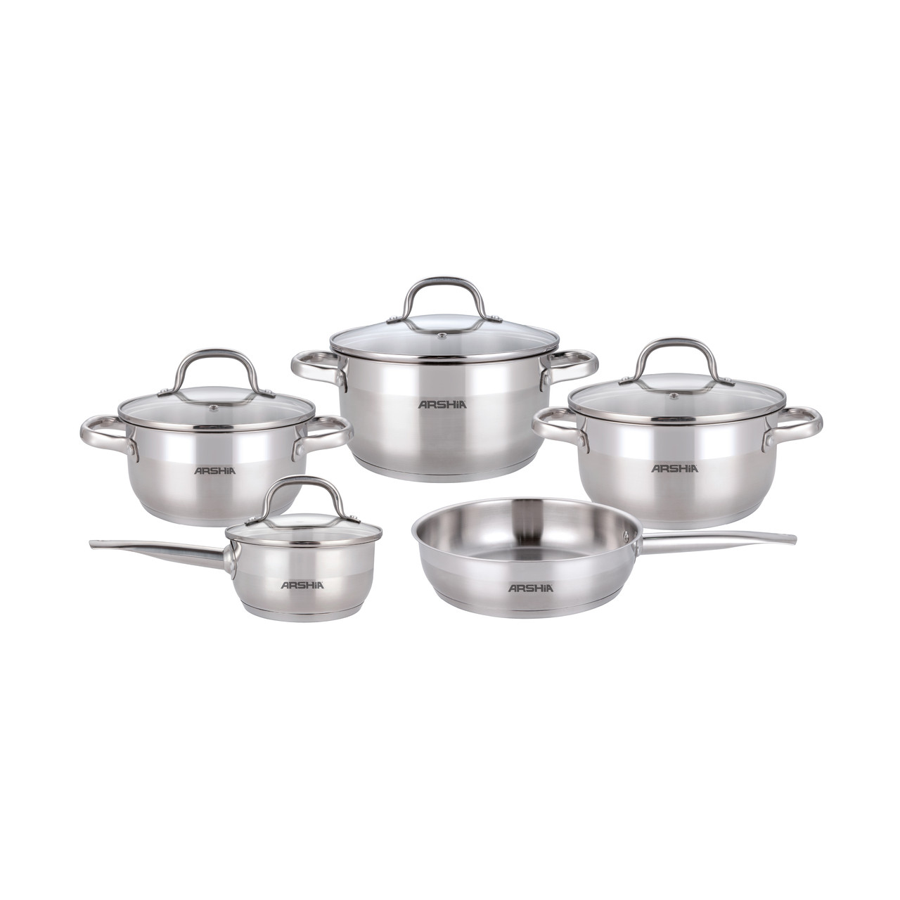 Arshia 9-Piece Stainless Steel Cookware Set with Lid