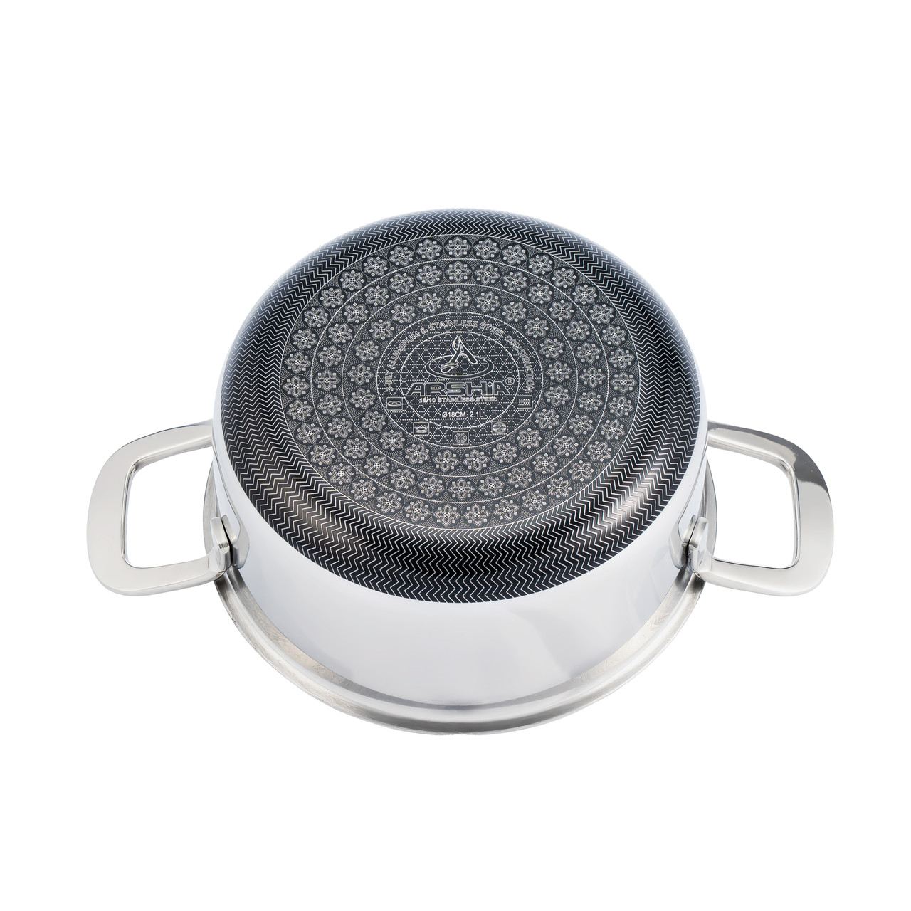 Arshia 18cm Hybrid Stainless Steel Non-Stick Casserole with Lid