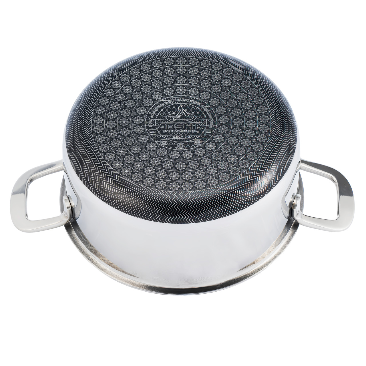 Arshia 20cm Hybrid Stainless Steel Non-Stick Casserole