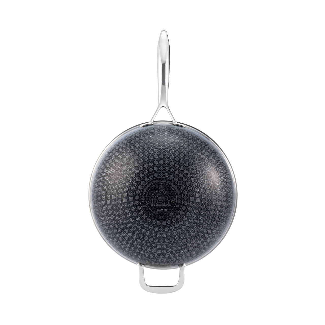 Arshia 30cm Hybrid Stainless Steel Non-Stick Wok Pan with Lid