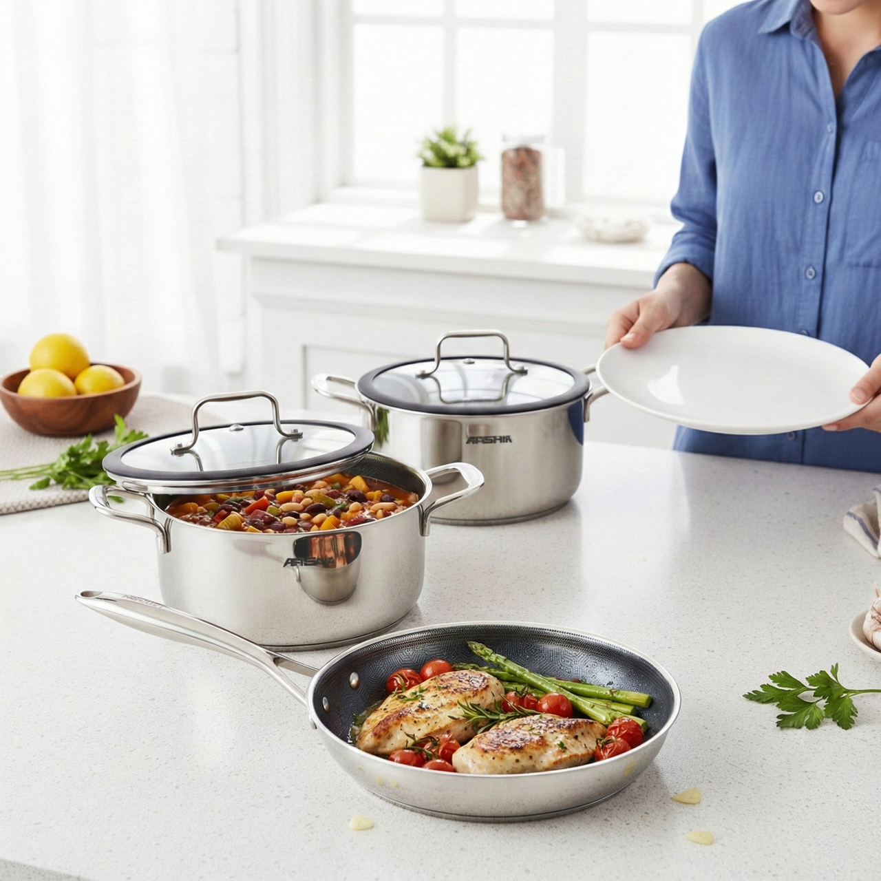 Arshia 12-piece Stainless Steel Cookware  Set