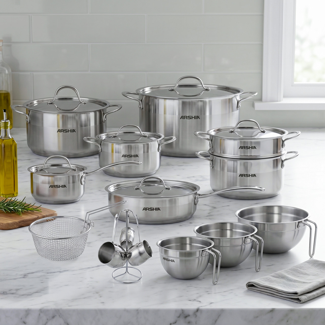 Arshia 21-piece Stainless Steel Cookware Set