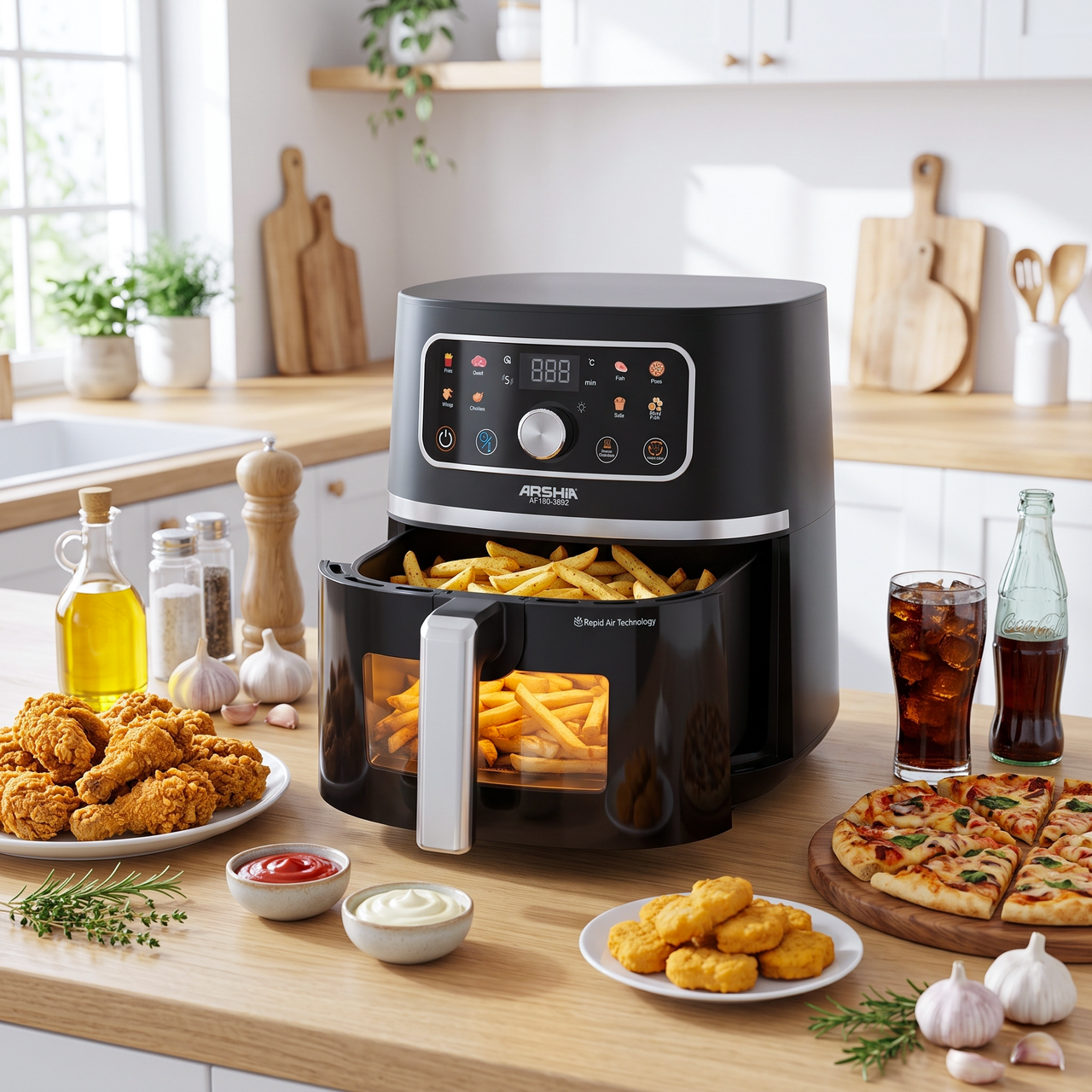 Arshia 6L Air Fryer Black