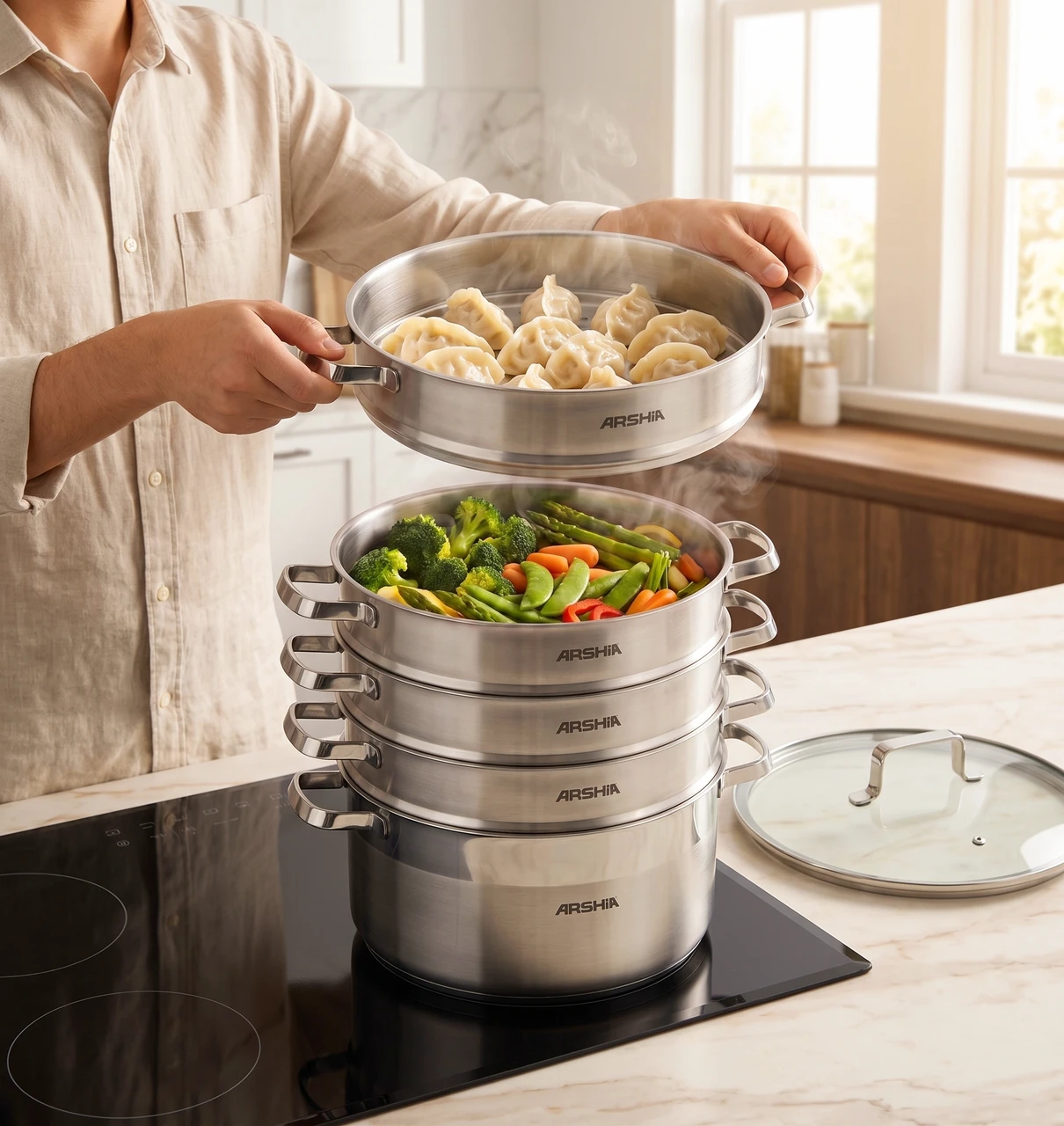 Arshia 5-Piece 32cm Stainless Steel Steamer Set