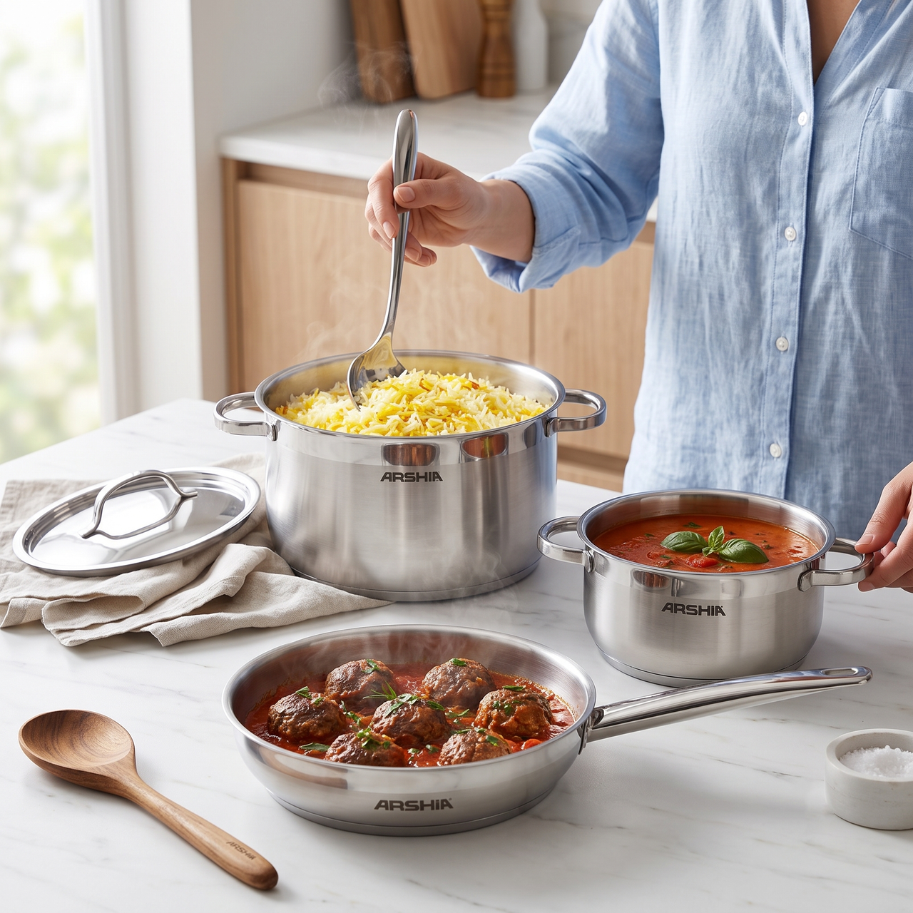 Arshia 7-Piece Stainless Steel Cookware Set