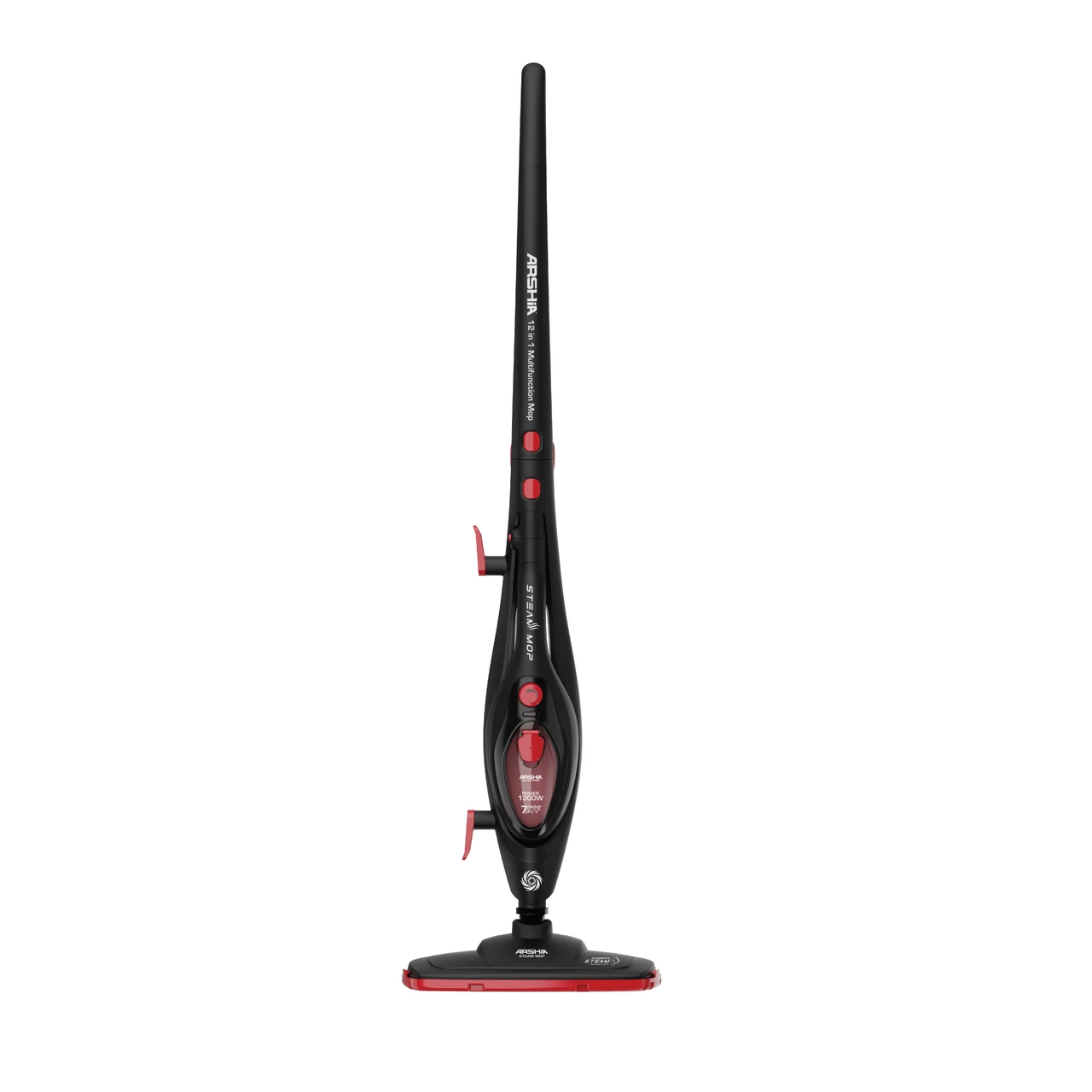 Arshia 10-in-1 Handheld & Foldable Steam Mop – Black & Red