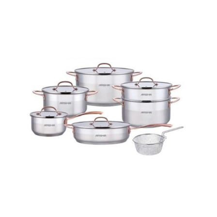 Arshia Stainless Steel 12pc Set with Copper Handles SS064
