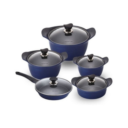 Arshia Granite Coated 10pc Cookware Set Blue