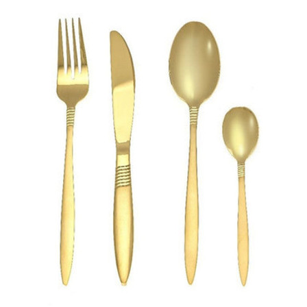 Arshia Premium Gold 24pc Cutlery Set with Stand
