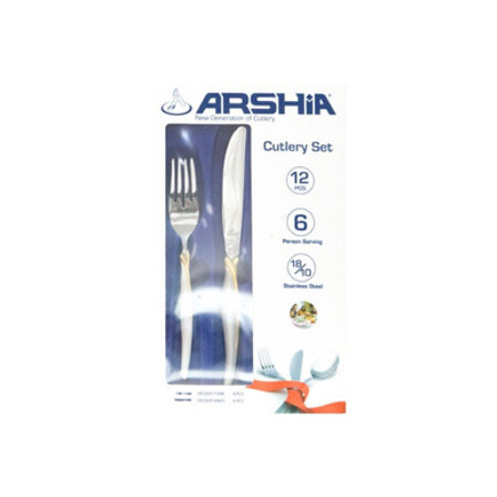 Arshia Dessert Knife and Fork Set 12pcs Silver