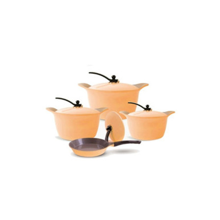 Arshia 8-Piece Ceramic Coated Cookware Set - Peach