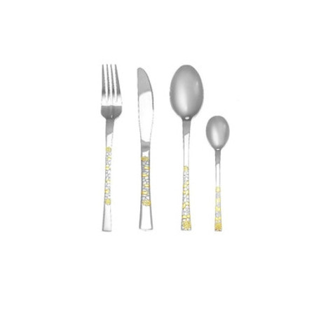 Arshia 24pcs Silver And Gold Sand Blast Cutlery Set