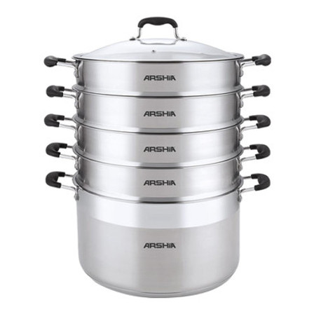 Arshia stainless steel steamer 30cm with Glass Lid