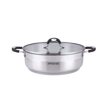 Arshia 28cm Stainless Steel Shallow Pan with 2 Lids