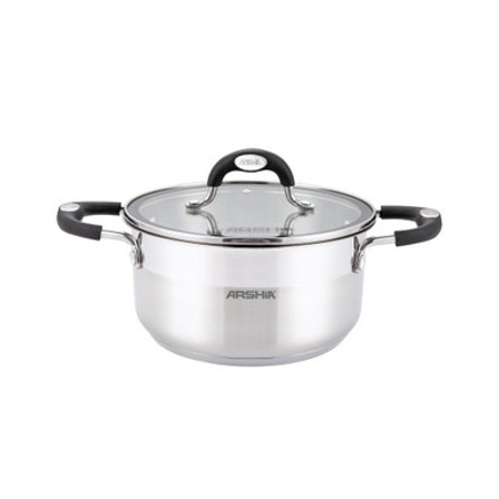 Arshia 18cm Stainless Steel Casserole with 2 lids