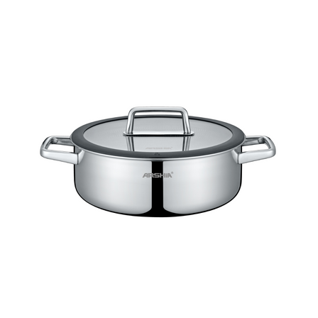 Arshia Triply Stainless Steel Shallow Pan with Lid 30cm