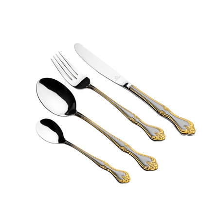 Arshia 48-piece Gold Silver Cutlery Set with Stand