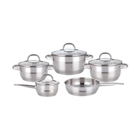 Arshia 9-Piece Stainless Steel Cookware Set with Lid