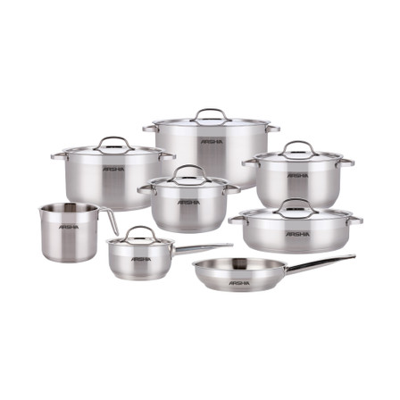 Arshia 14-Piece Stainless Steel Cookware Set
