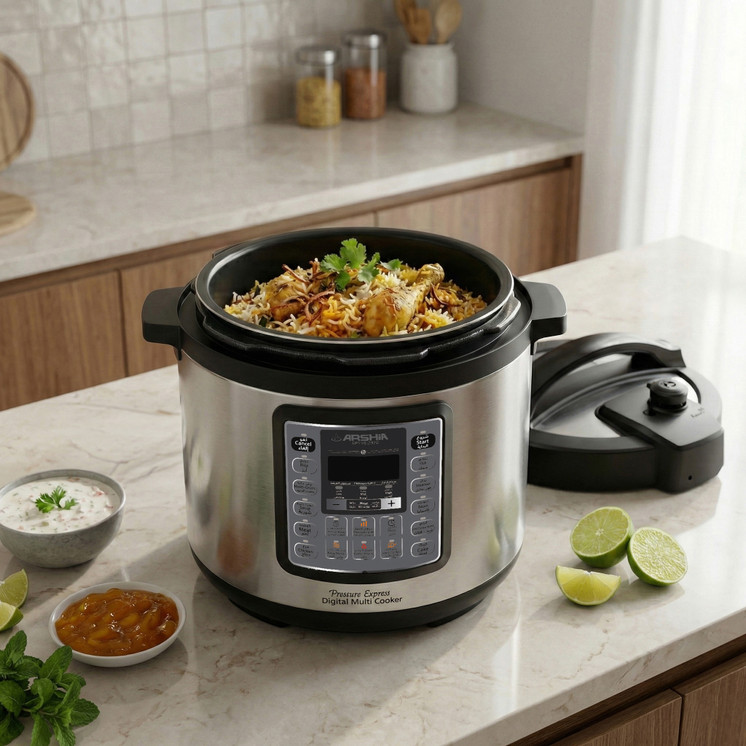 Arshia stainless Steel Digital Pressure Cooker 6L