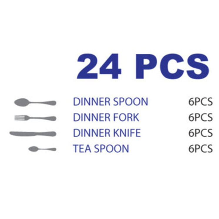 Arshia Stainless Steel Cutlery Stand Set 24pc Silver Mirror