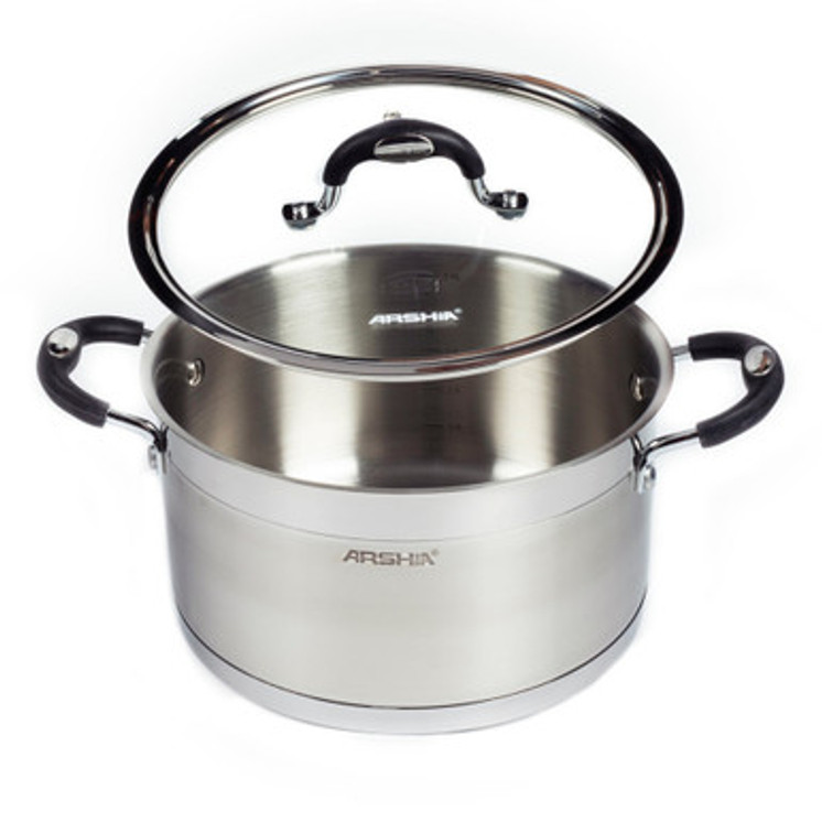 Arshia Stainless Steel Casserole with Glass Lid 24cm