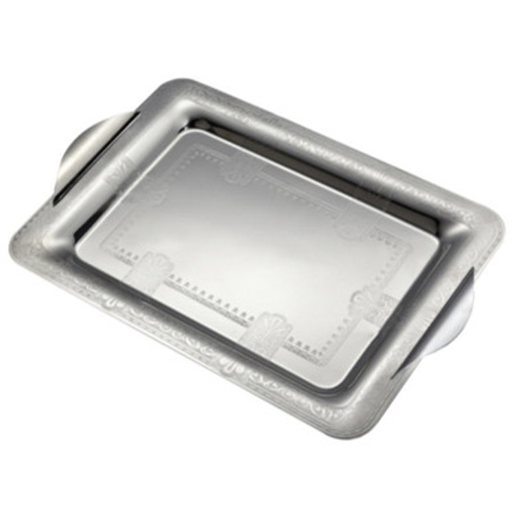 Arshia Stainless Steel Serving Tray Gold Border