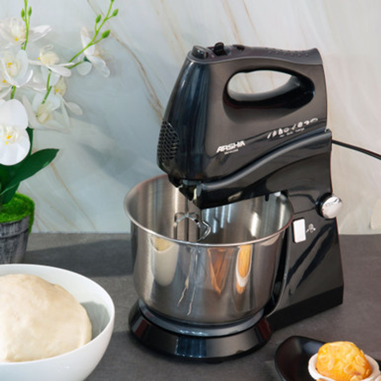 Arshia Hand and stand Mixer with Bowl Black