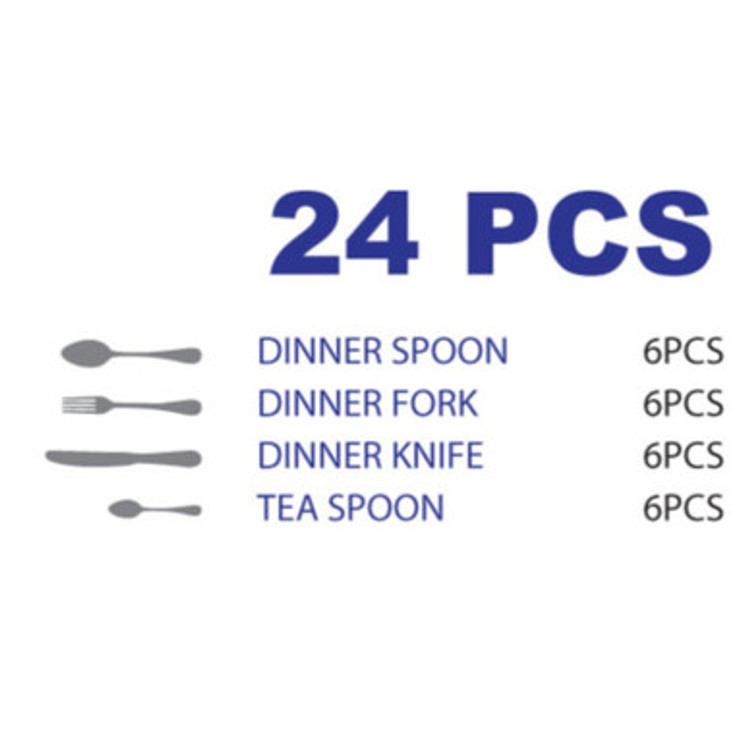 Arshia Stainless Steel Cutlery Set With Stand 24pcs Silver