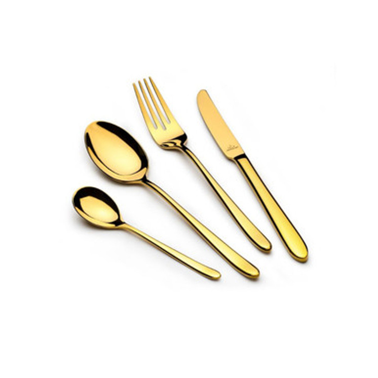 Arshia Stainless Steel Cutlery Set with Stand 24pc Gold
