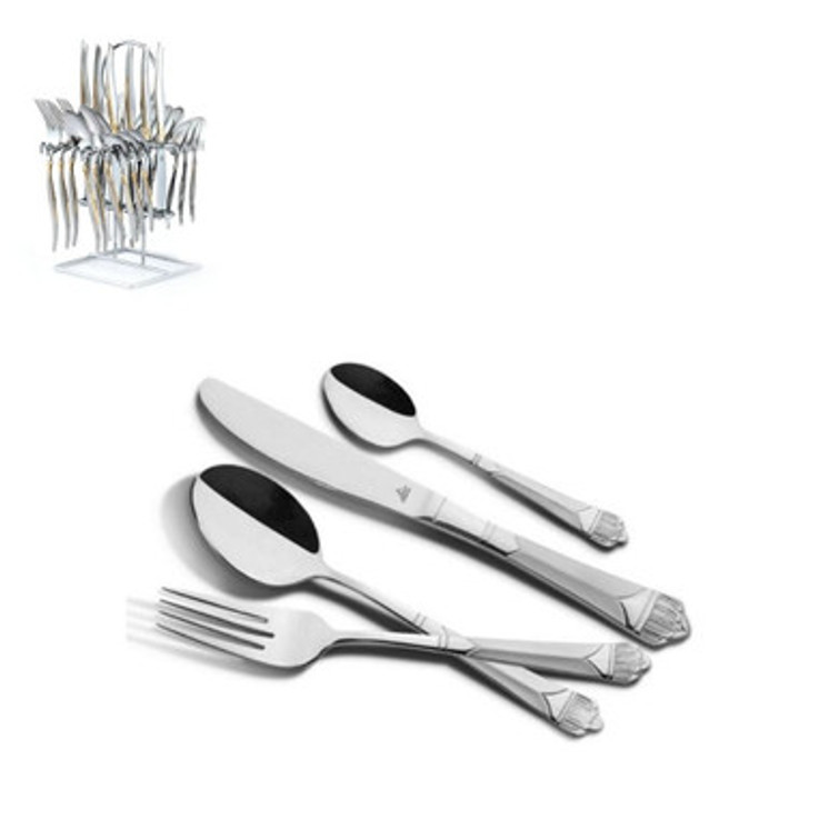 Arshia Cutlery Set With Stand 24pcs Silver TM786S