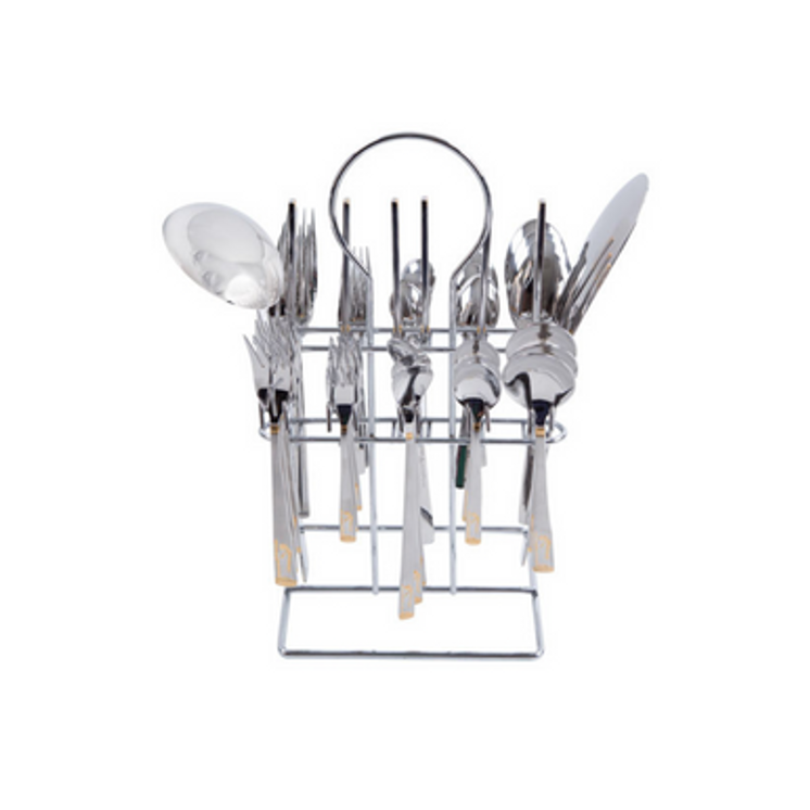 Arshia Silver and Gold Cutlery 38pc Set with Stand TM270GS