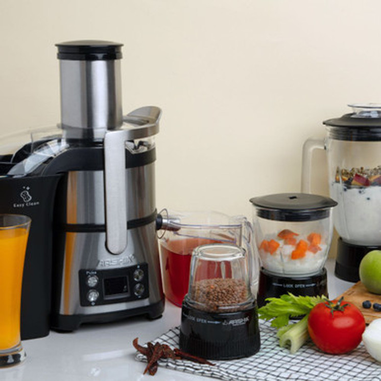 Arshia Juice Extractor Black 800Watts 2L Juicer, Blender, coffee grinder, Chopper