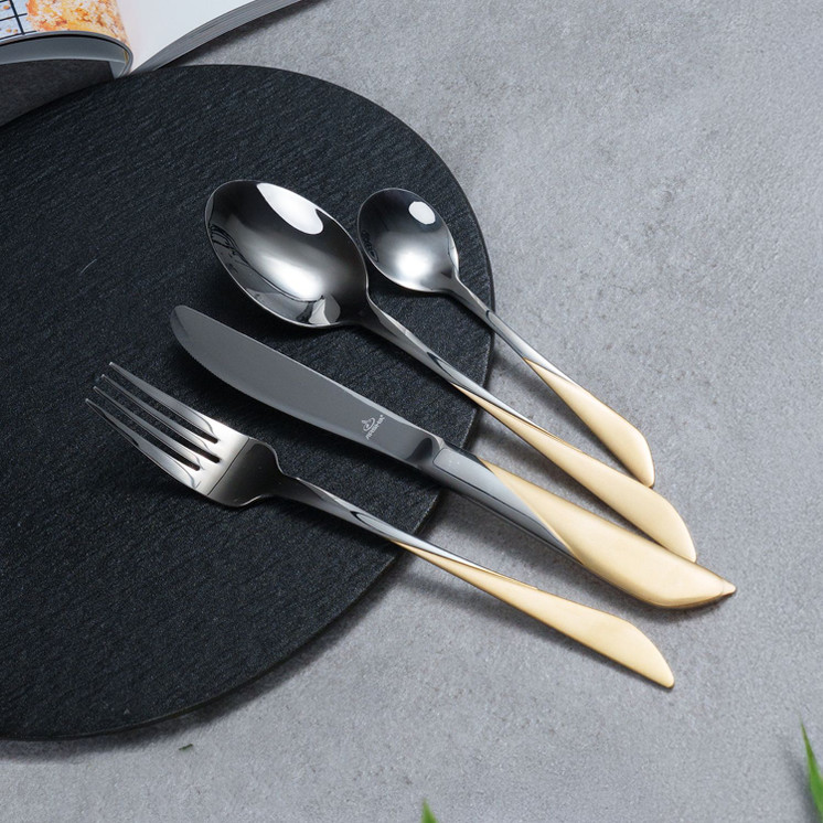Arshia Stainless Steel Cutlery Set  48pc Gold & Silvery
