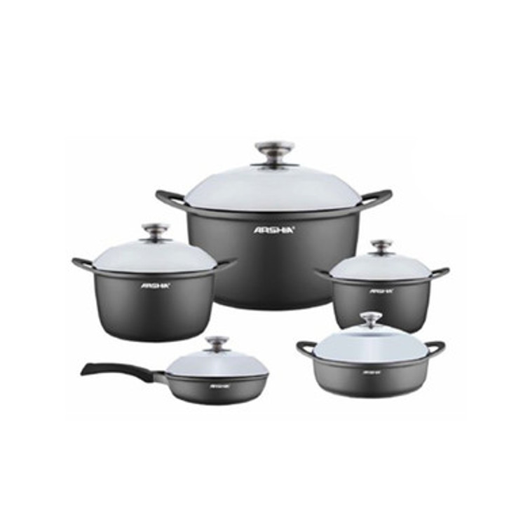 Arshia Premium 10pcs Die Cast Cookware Set Silver