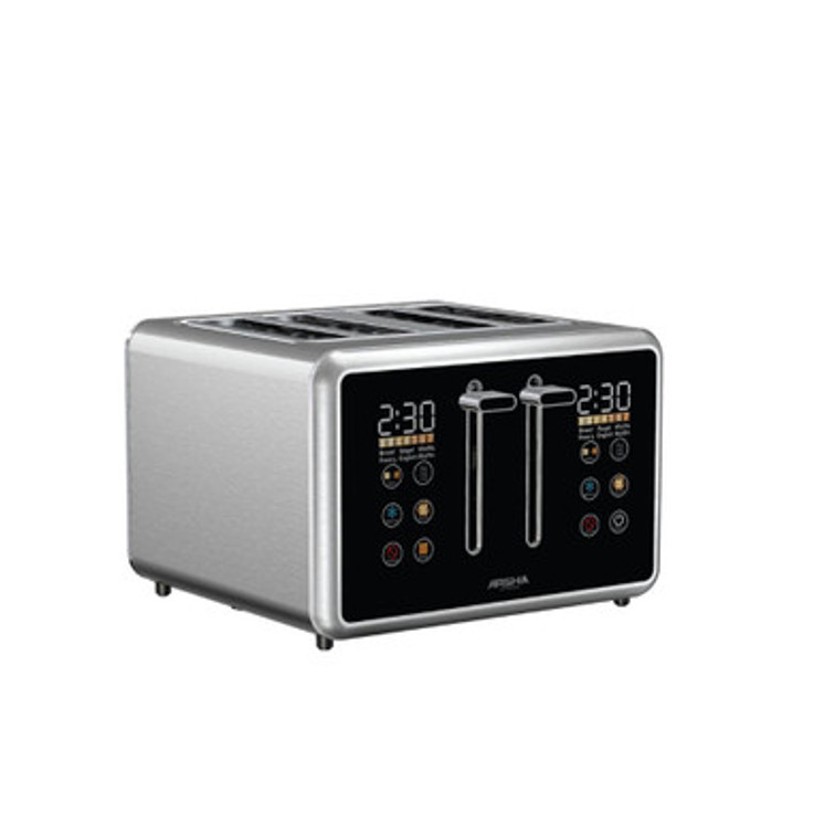 Arshia Digital Bread Toaster Black - 2 Slot, 4 Slice, Baguette Control