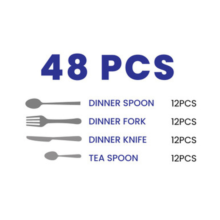 Arshia Matte Silver 48Pcs Cutlery Set  TM1111M