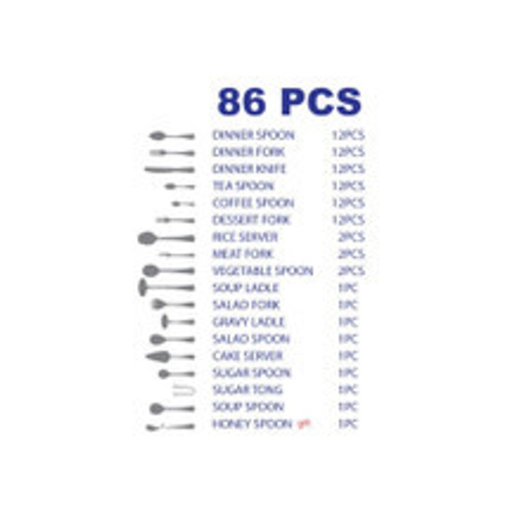 Arshia Cutlery Set 86pcs Silver TM1001S
