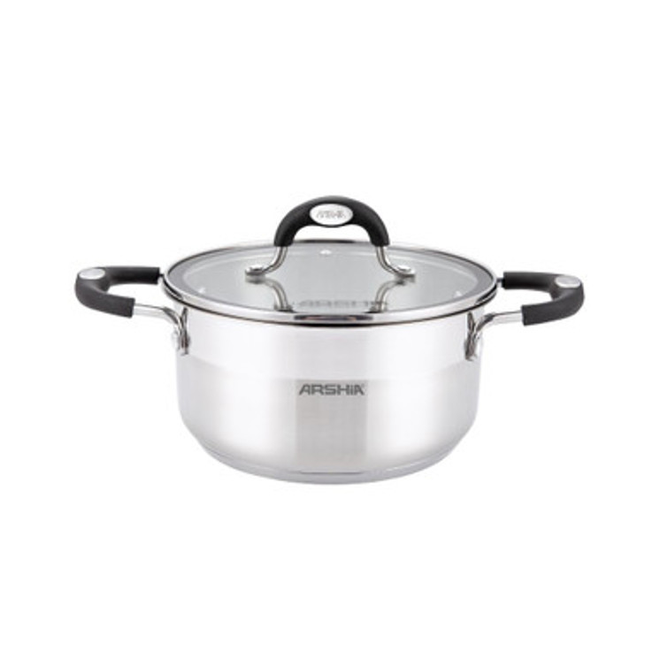 Arshia Stainless Steel Casserole with 2 lids 18cm