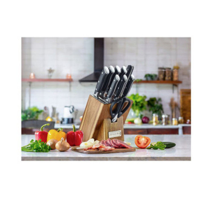 Arshia Wooden Block German Steel Knife Set 10pcs Black