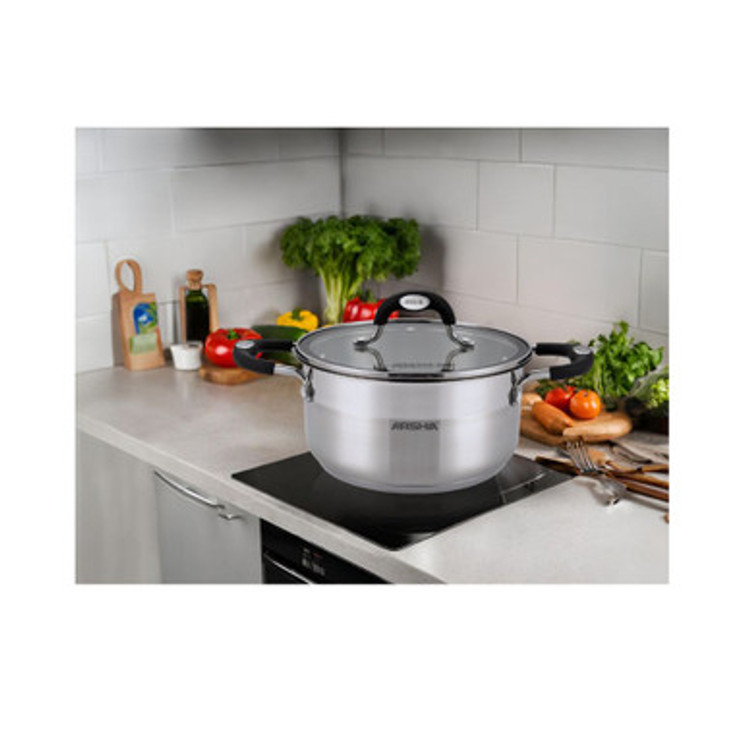 Arshia 28 cm Stainless Steel Casserole with 2 lids