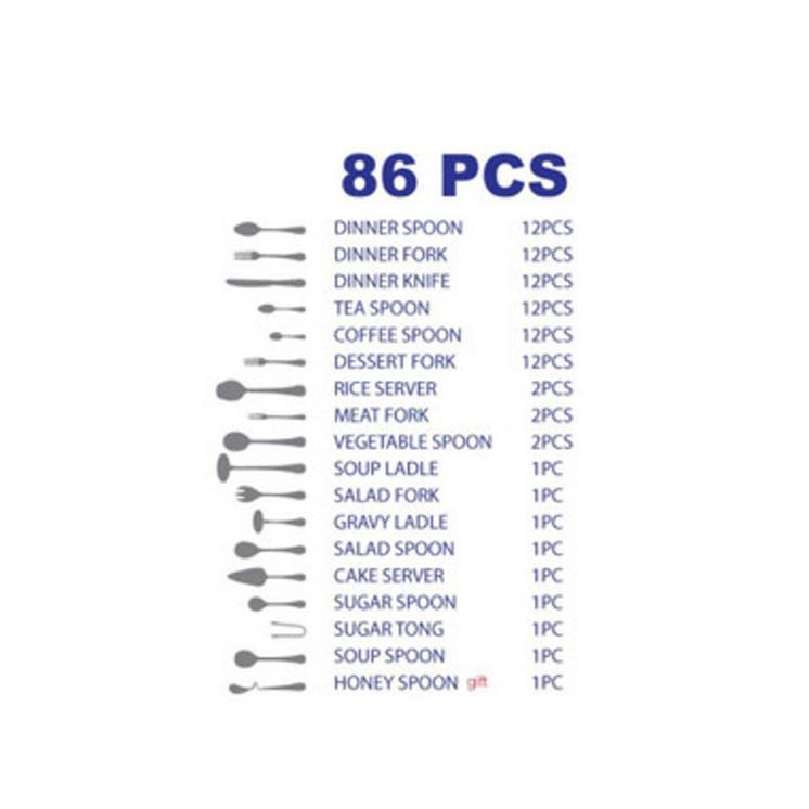 Arshia Stainless Steel Cutlery Set 86pc Silver & Gold