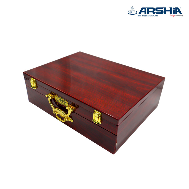 Arshia 86pcs Silver Stainless Steel Cutlery Set with Wooden Box