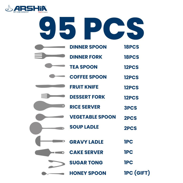 Arshia 95-piece Gold Sandblast Cutlery Set
